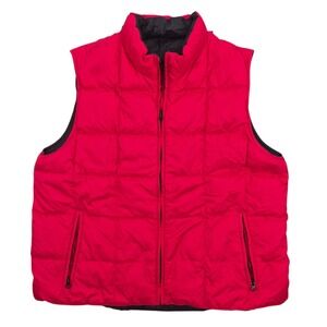 Lands End Reversible Goose Down Puffer Vest Red Gray Womens XL 18-20 Regular